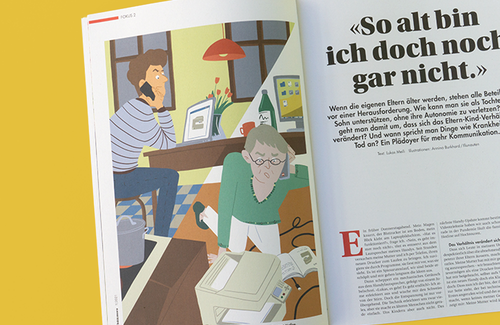 BLKB Magazin Editorial Illustration Alt Jung